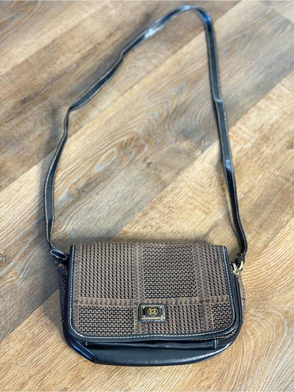 Brown Woven Crossbody Shoulder Bag